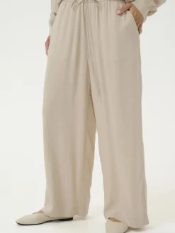 Kaffe Damen Casual Hose KAmilia Elastische Taille in beige