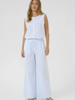 Kaffe Damen Casual Hose KAsara Hohe Taille in blau