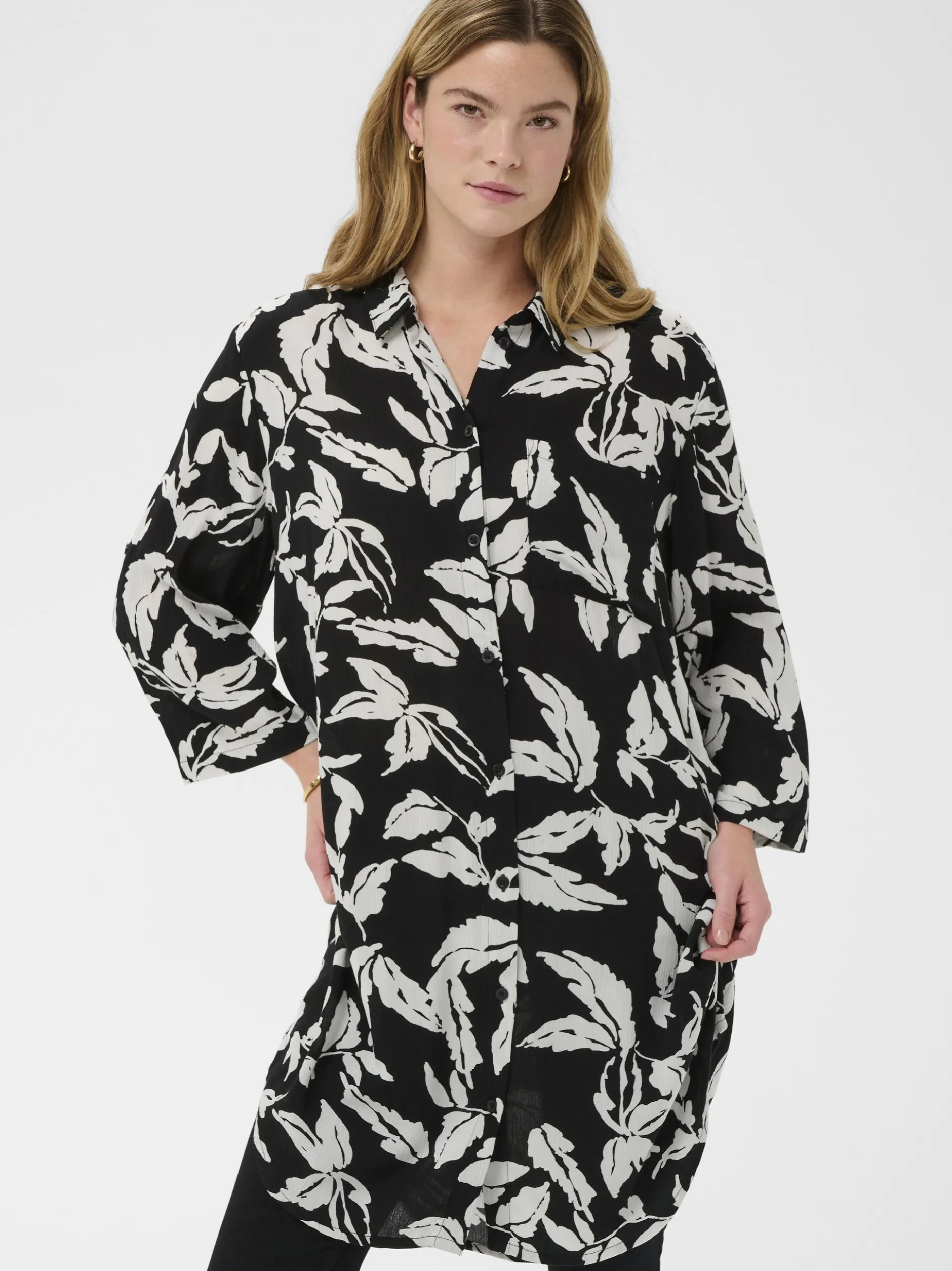 Kaffe Damen Hemdblusenkleid KAhildur in schwarz