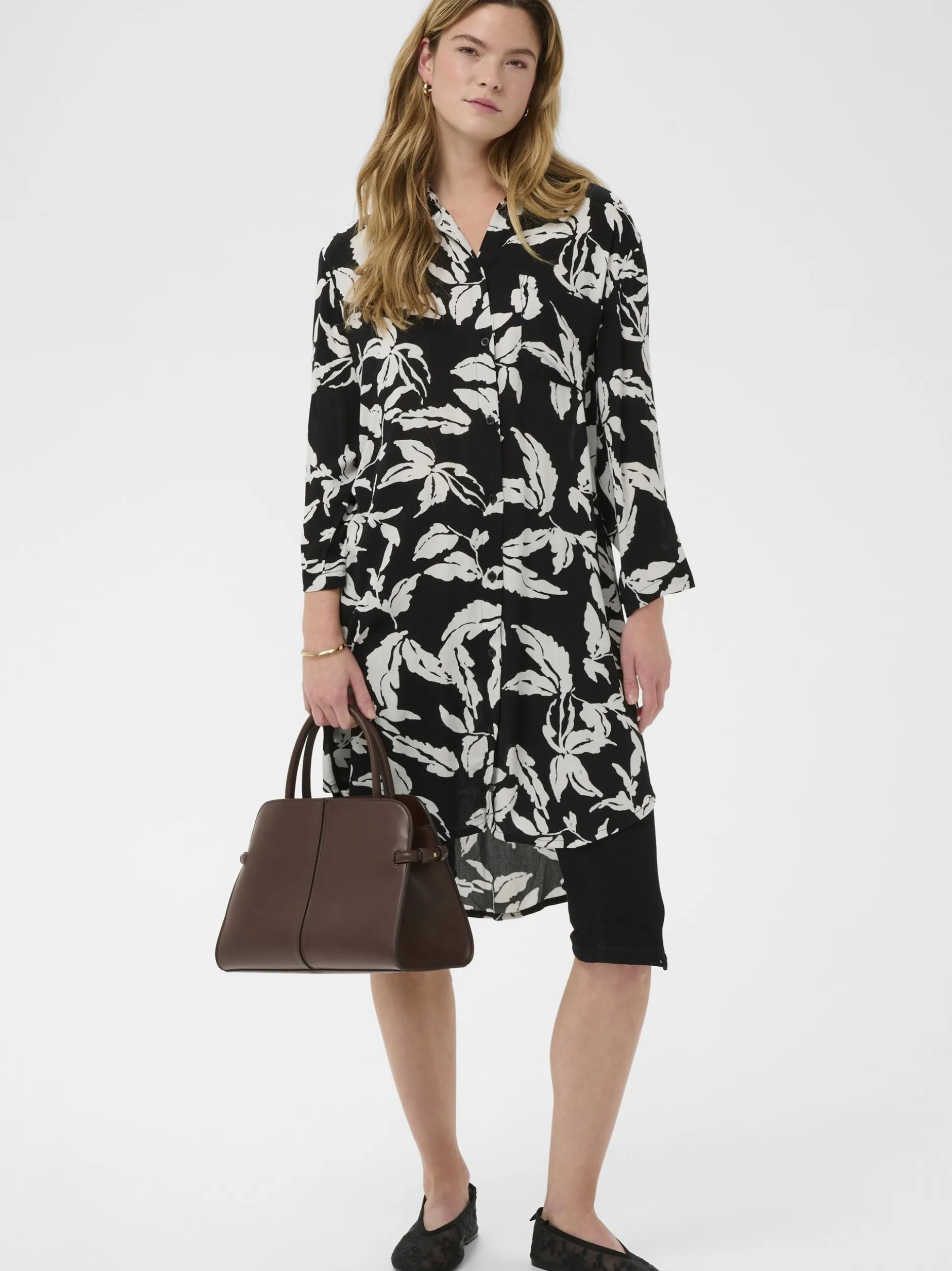 Kaffe Damen Hemdblusenkleid KAhildur in schwarz