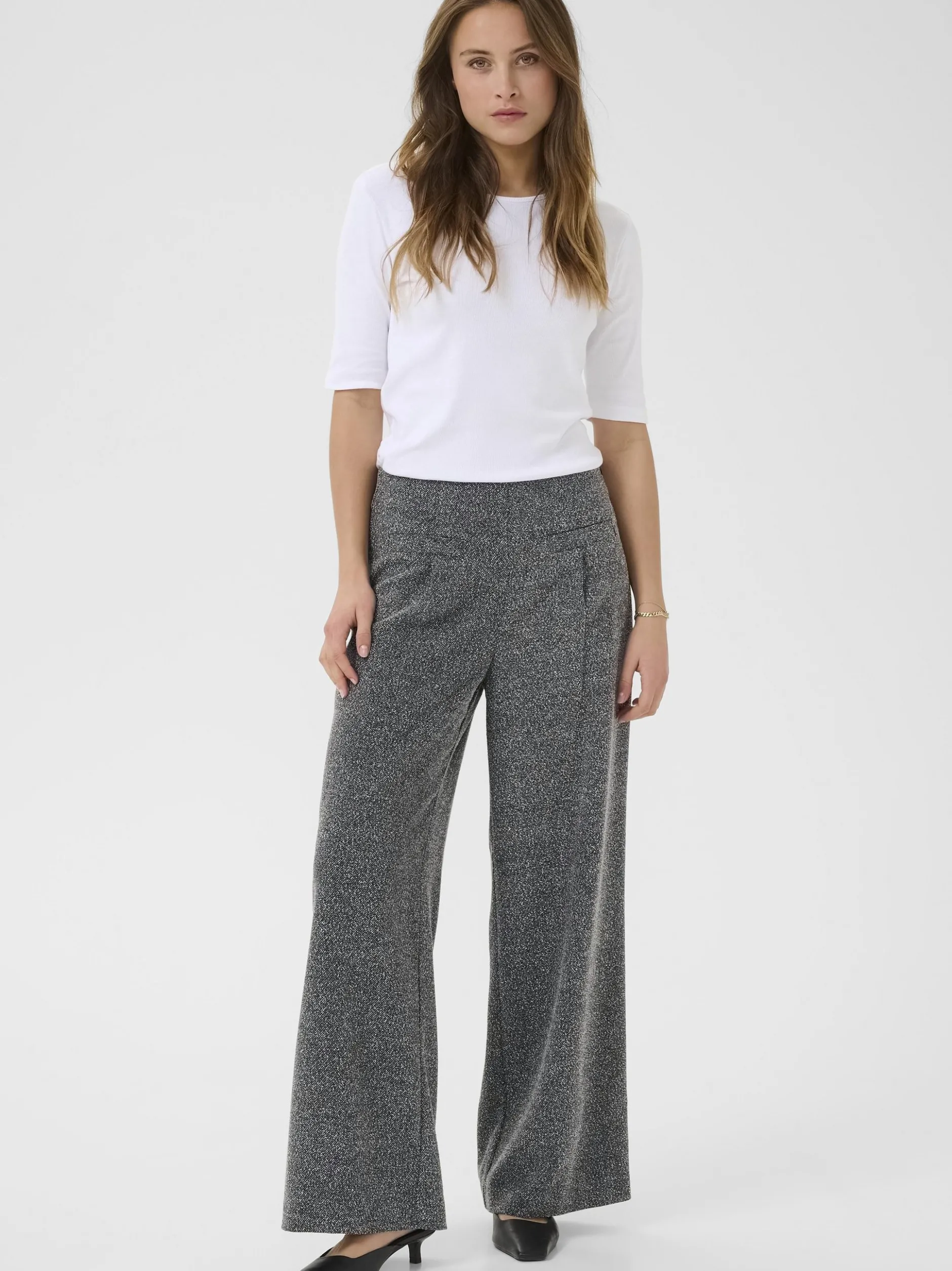 Kaffe Damen Hose KAalba Hohe Taille in anthrazit