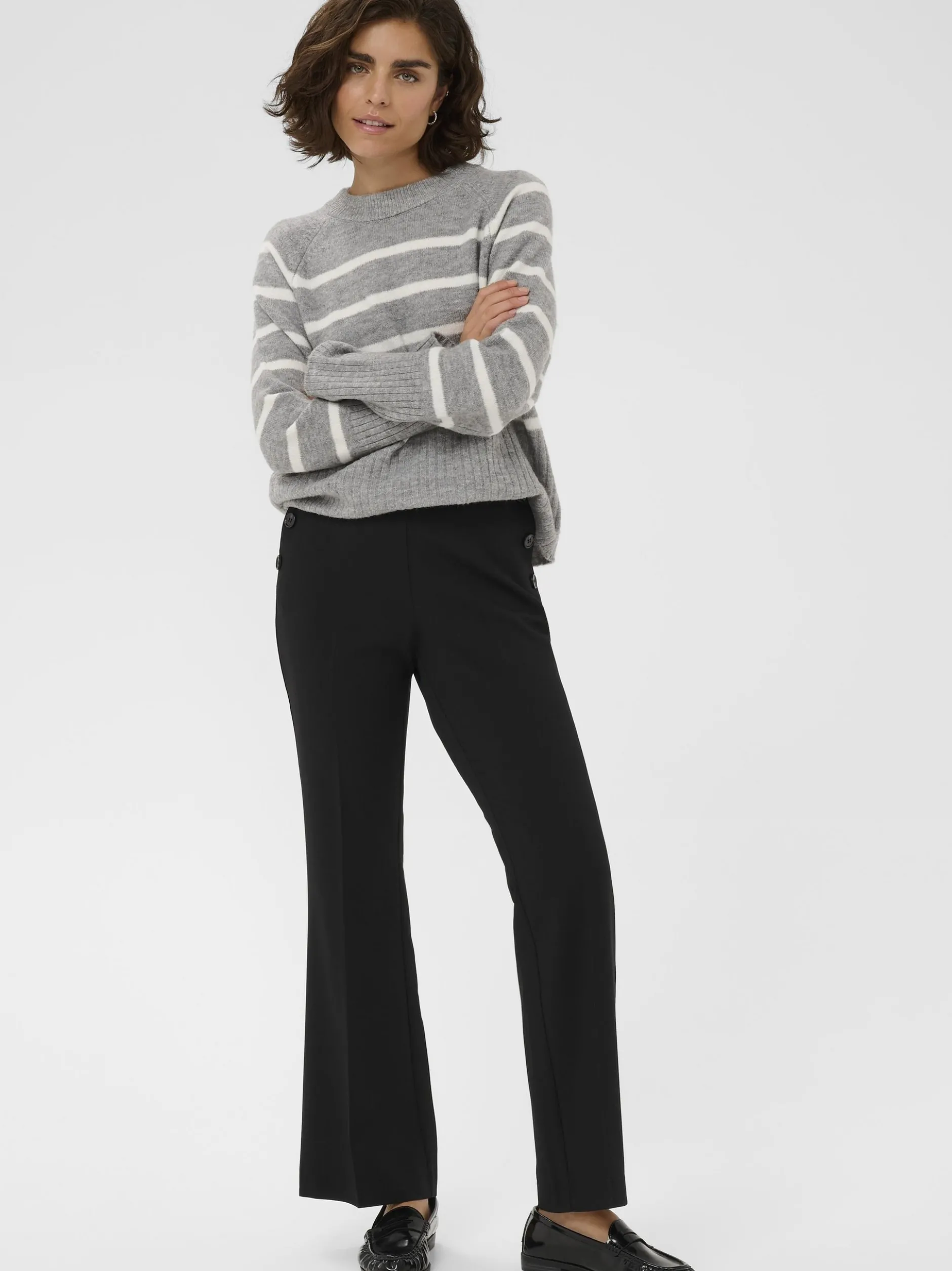 Kaffe Damen Hose KAhella Hohe Taille in schwarz