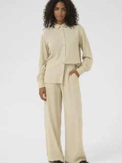 Kaffe Damen Hose KAmilia Hohe Taille in beige