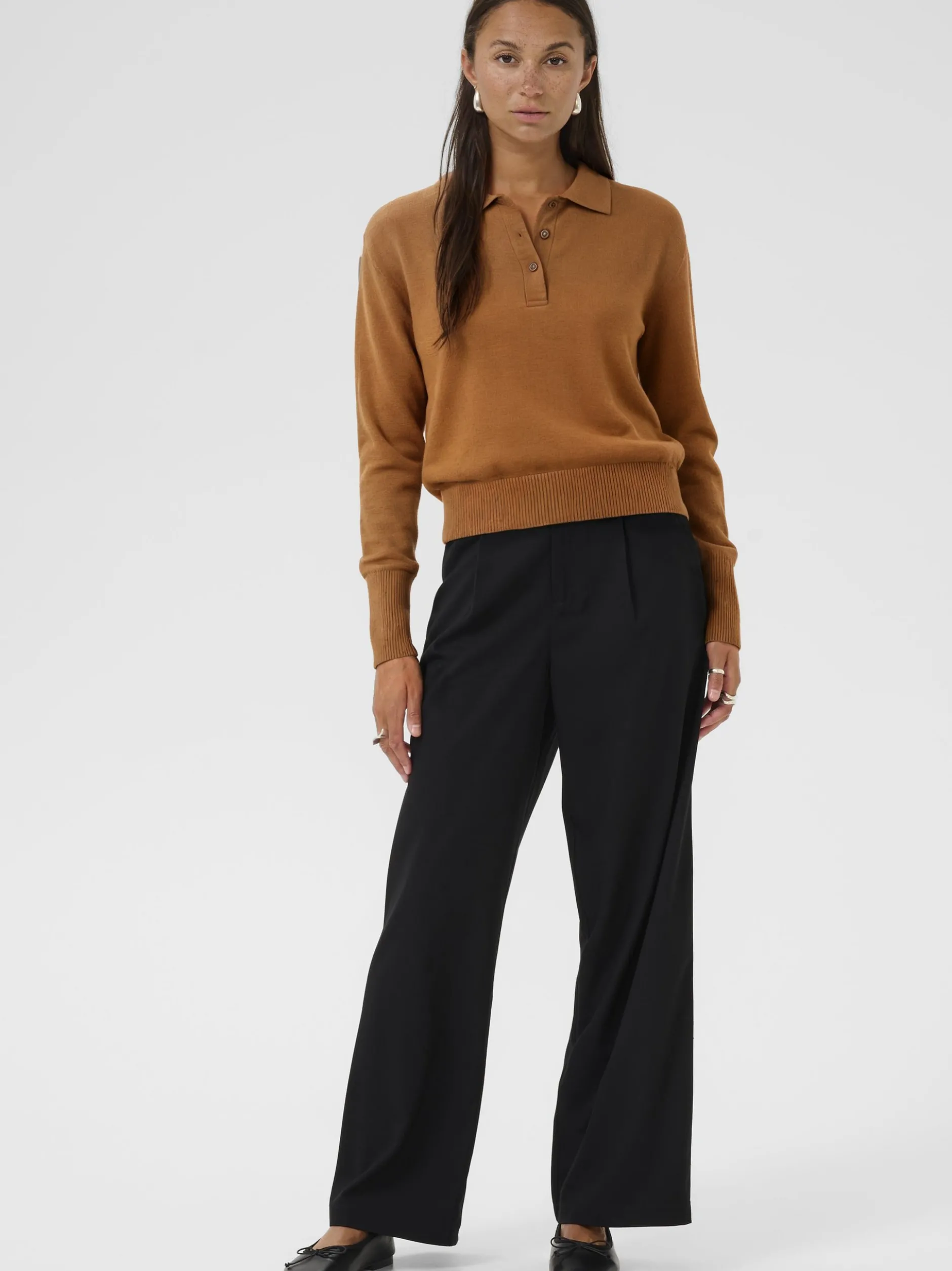 Kaffe Damen Hose KAvaleria Hohe Taille in schwarz