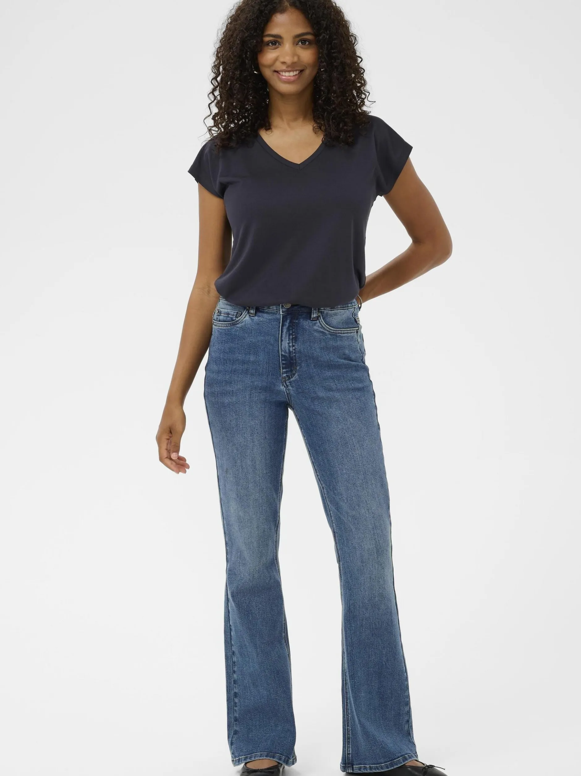 Kaffe Damen Jeans KAforest Hohe Taille in blau
