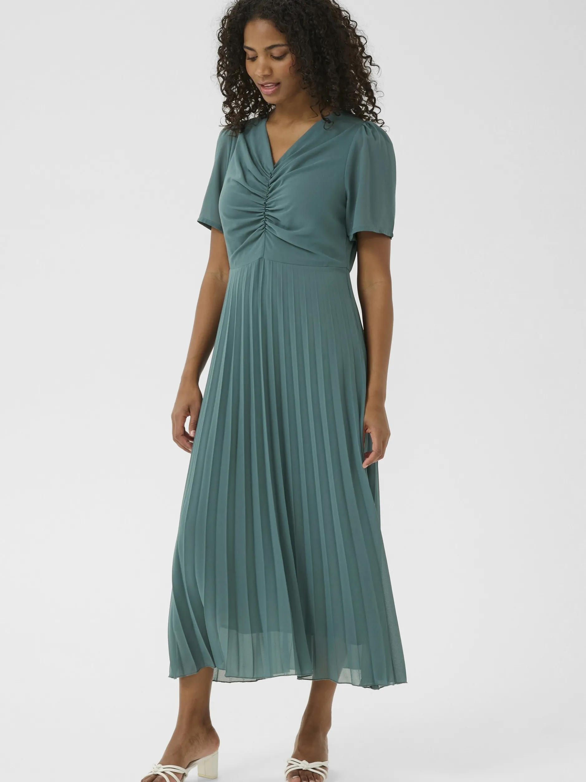 Kaffe Damen Kleid KAevelyn Elastische Taille in mint