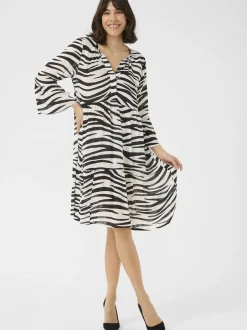 Kaffe Damen Kleid KAlea in schwarz weiß