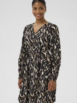 Kaffe Damen Kleid KAmille Elastische Taille in schwarz