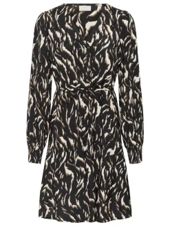 Kaffe Damen Kleid KAmille Elastische Taille in schwarz