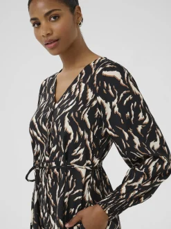 Kaffe Damen Kleid KAmille Elastische Taille in schwarz