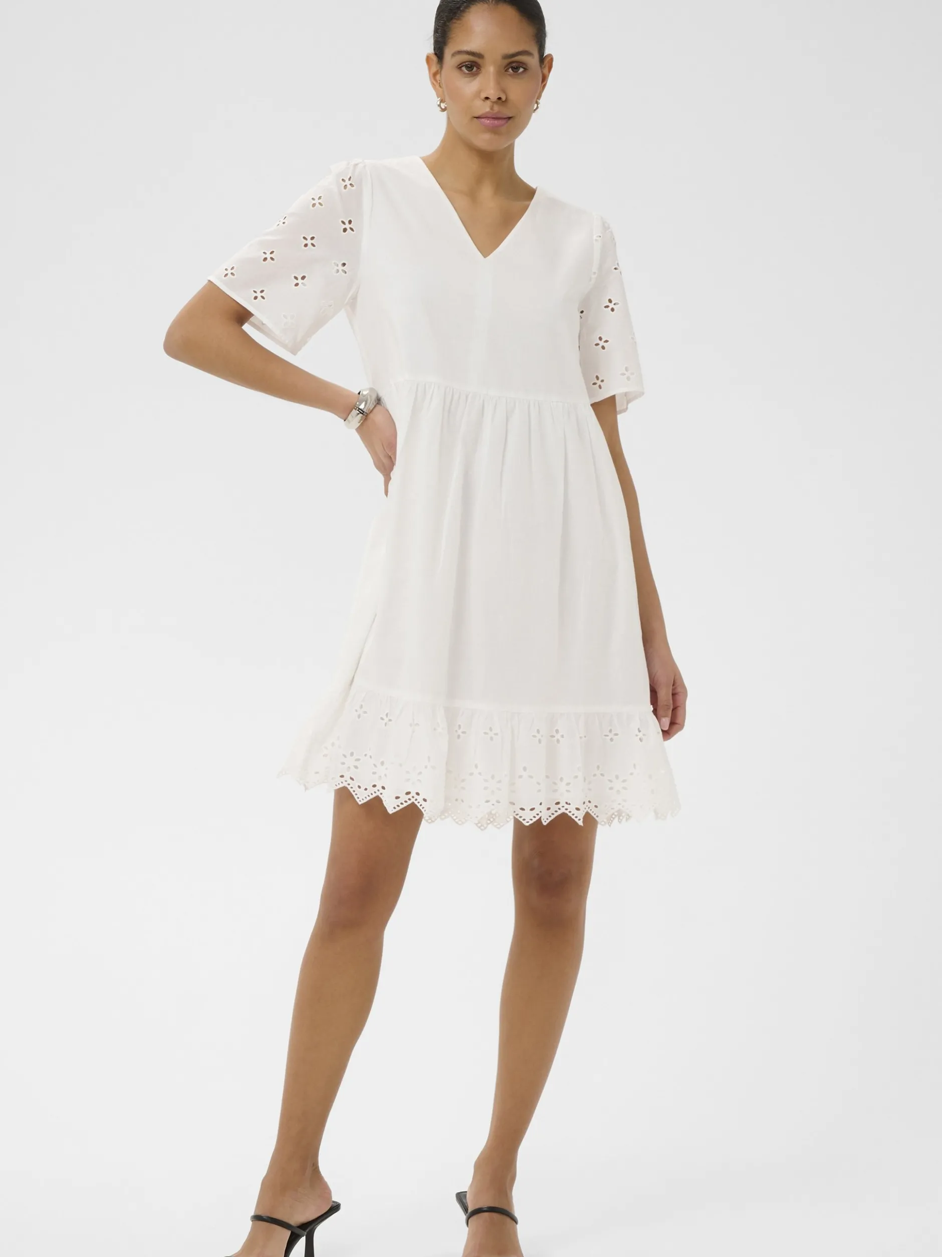 Kaffe Damen Kleid KAmolly in weiß