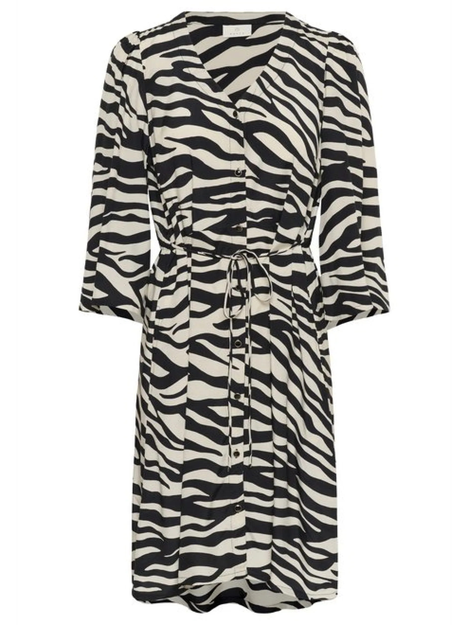 Kaffe Damen Kleid KApedra Elastische Taille in schwarz ecru