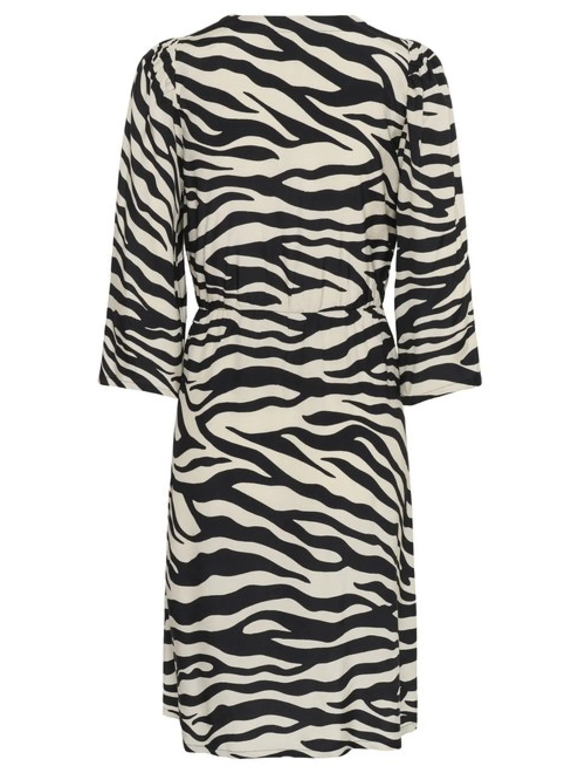 Kaffe Damen Kleid KApedra Elastische Taille in schwarz ecru