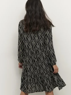 Kaffe Damen Kleid - KArikka in schwarz weiß