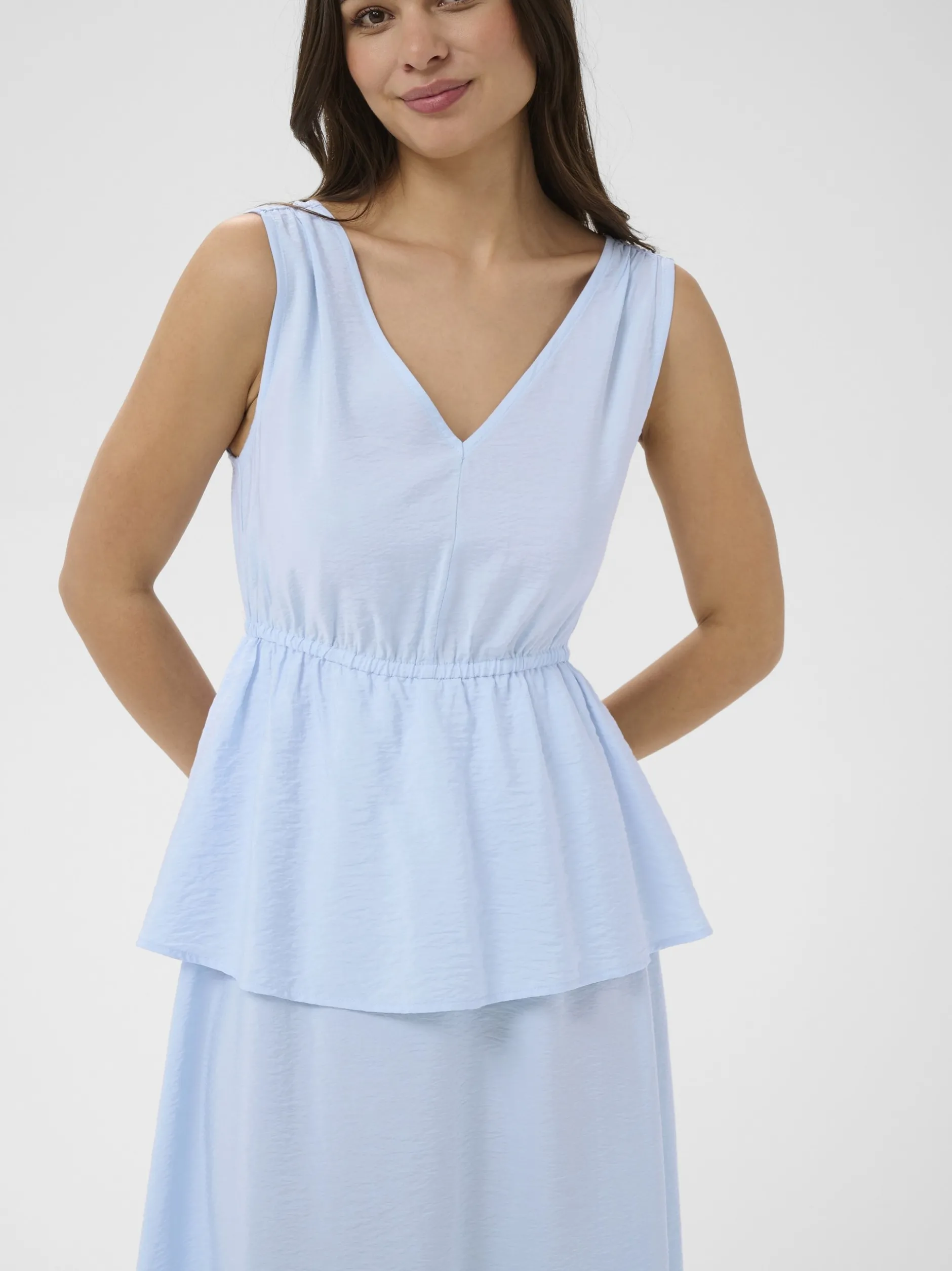 Kaffe Damen Kleid KArosie in hellblau