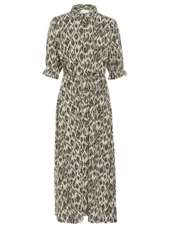 Kaffe Damen Kleid KAveronica in beige schwarz