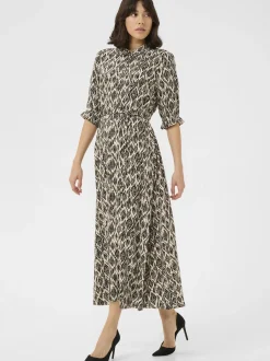 Kaffe Damen Kleid KAveronica in beige schwarz