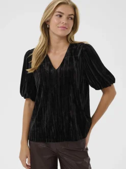 Kaffe Damen Kurzarm-Bluse KAelva in schwarz