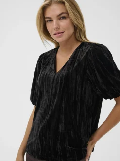 Kaffe Damen Kurzarm-Bluse KAelva in schwarz