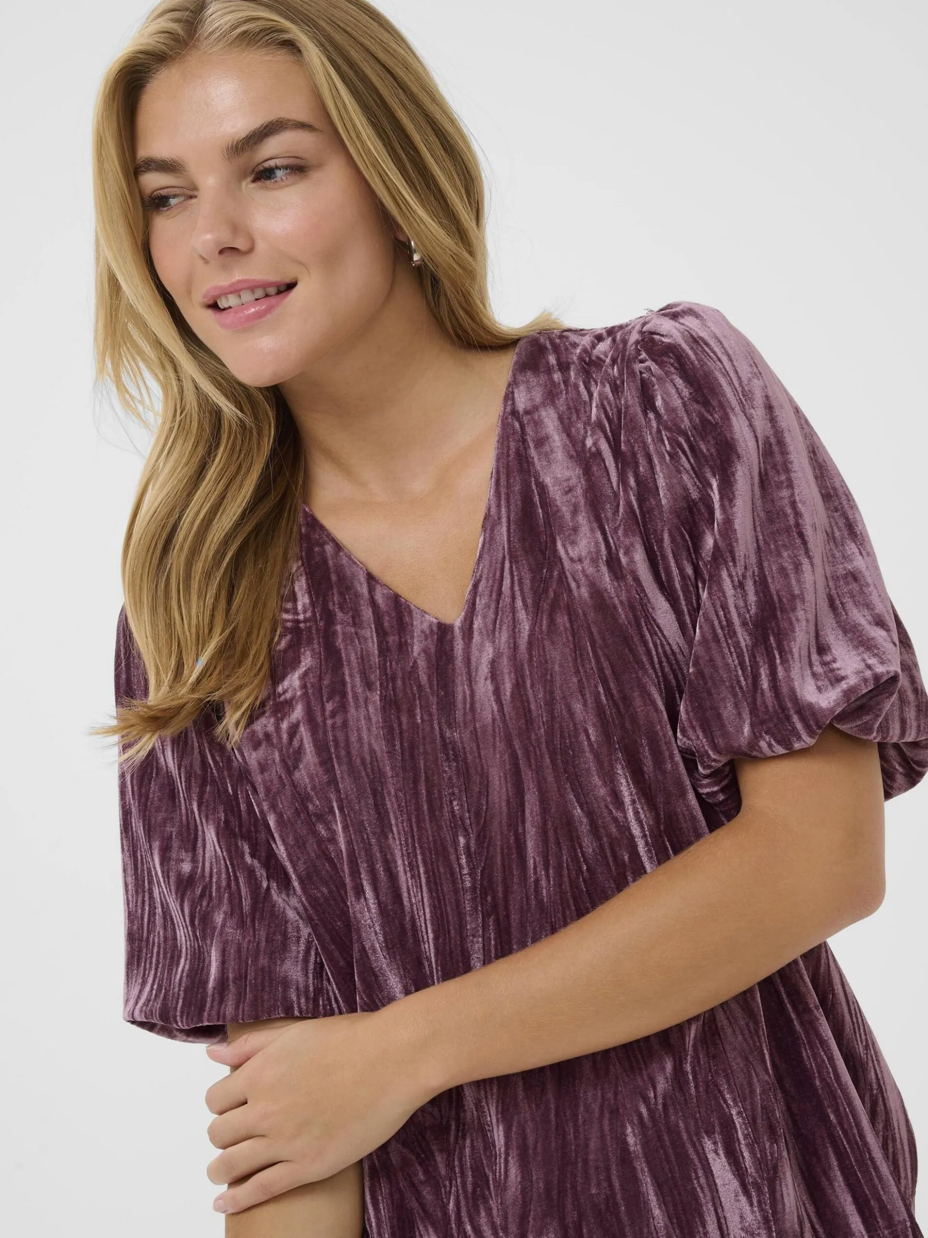 Kaffe Damen Kurzarm-Bluse KAelva in lila