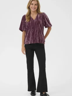 Kaffe Damen Kurzarm-Bluse KAelva in lila