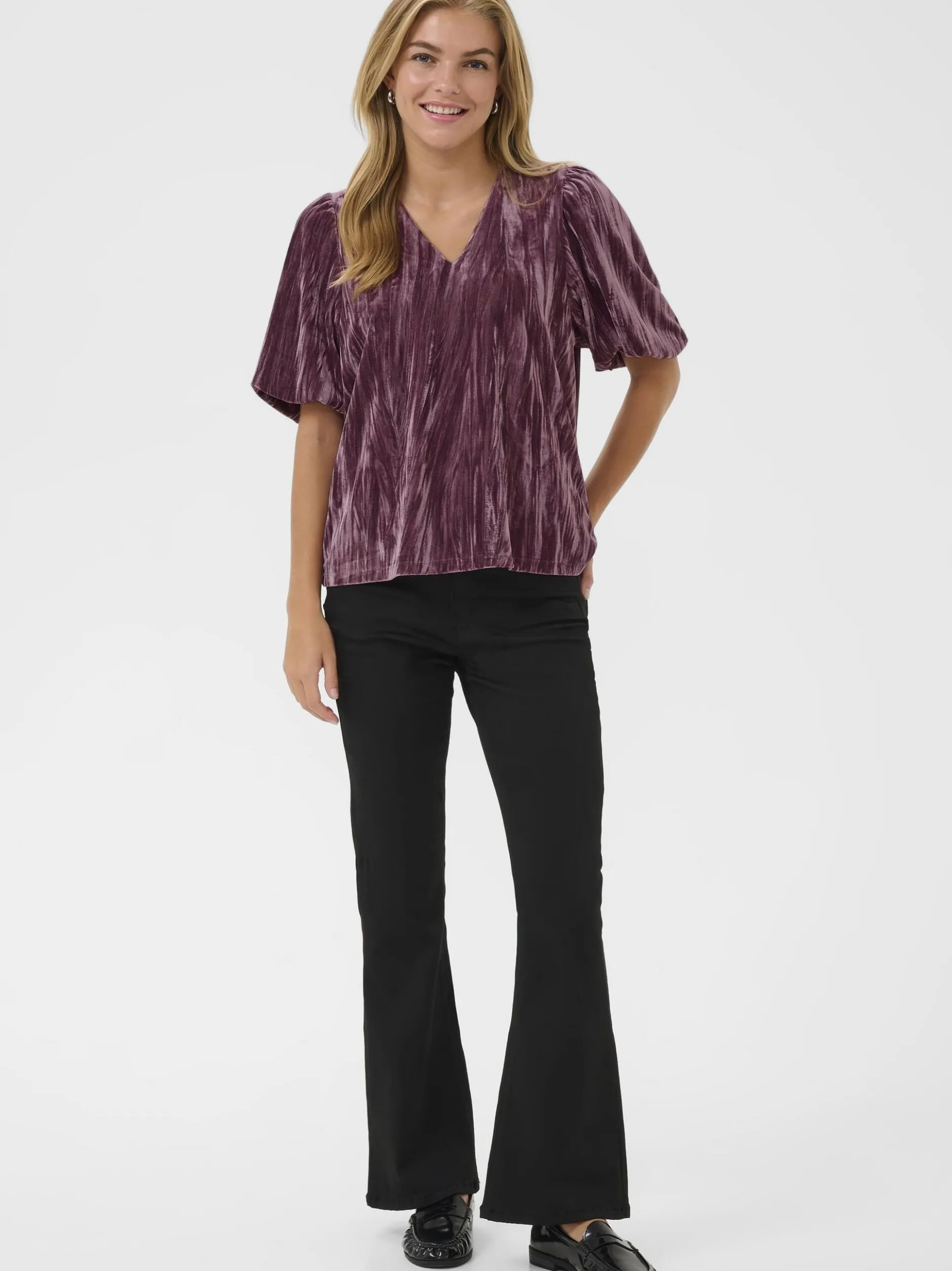 Kaffe Damen Kurzarm-Bluse KAelva in lila