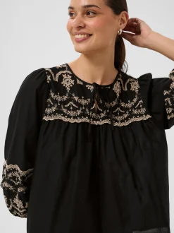 Kaffe Damen Kurzarmhemd KAkis in schwarz