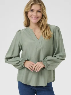 Kaffe Damen Langarm-Bluse KAmariana in grün