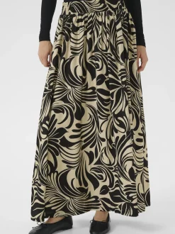 Kaffe Damen Rock KAcelia Elastische Taille in beige schwarz