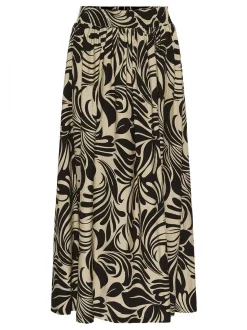 Kaffe Damen Rock KAcelia Elastische Taille in beige schwarz