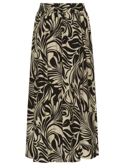 Kaffe Damen Rock KAcelia Elastische Taille in beige schwarz
