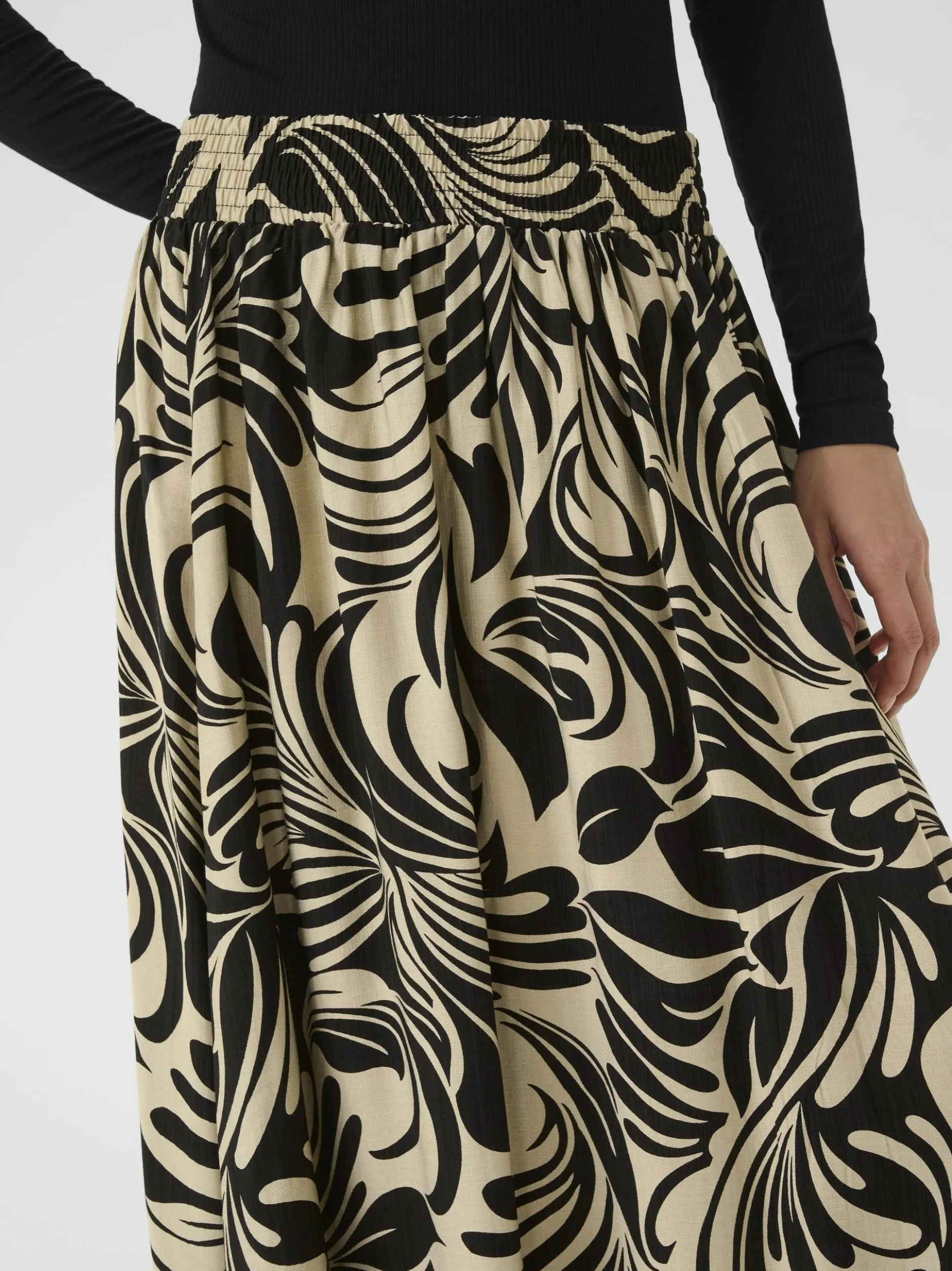 Kaffe Damen Rock KAcelia Elastische Taille in beige schwarz