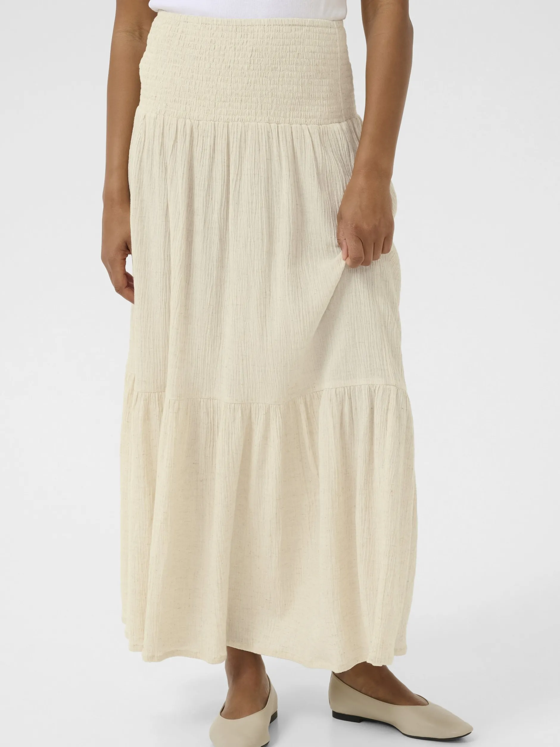 Kaffe Damen Rock KAgitte Elastische Taille in beige
