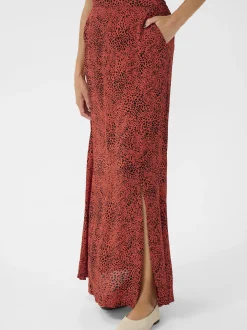 Kaffe Damen Rock KAliana Elastische Taille in rot schwarz