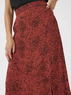 Kaffe Damen Rock KAliana Elastische Taille in rot schwarz