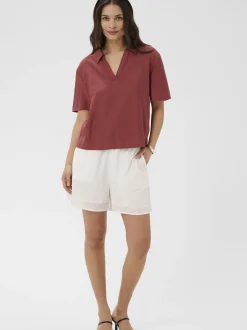 Kaffe Damen Shorts KAfiona Hohe Taille in weiß