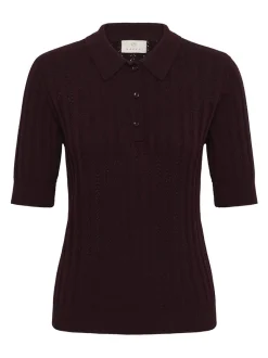 Kaffe Damen Strickpolo KAbirma in bordeaux