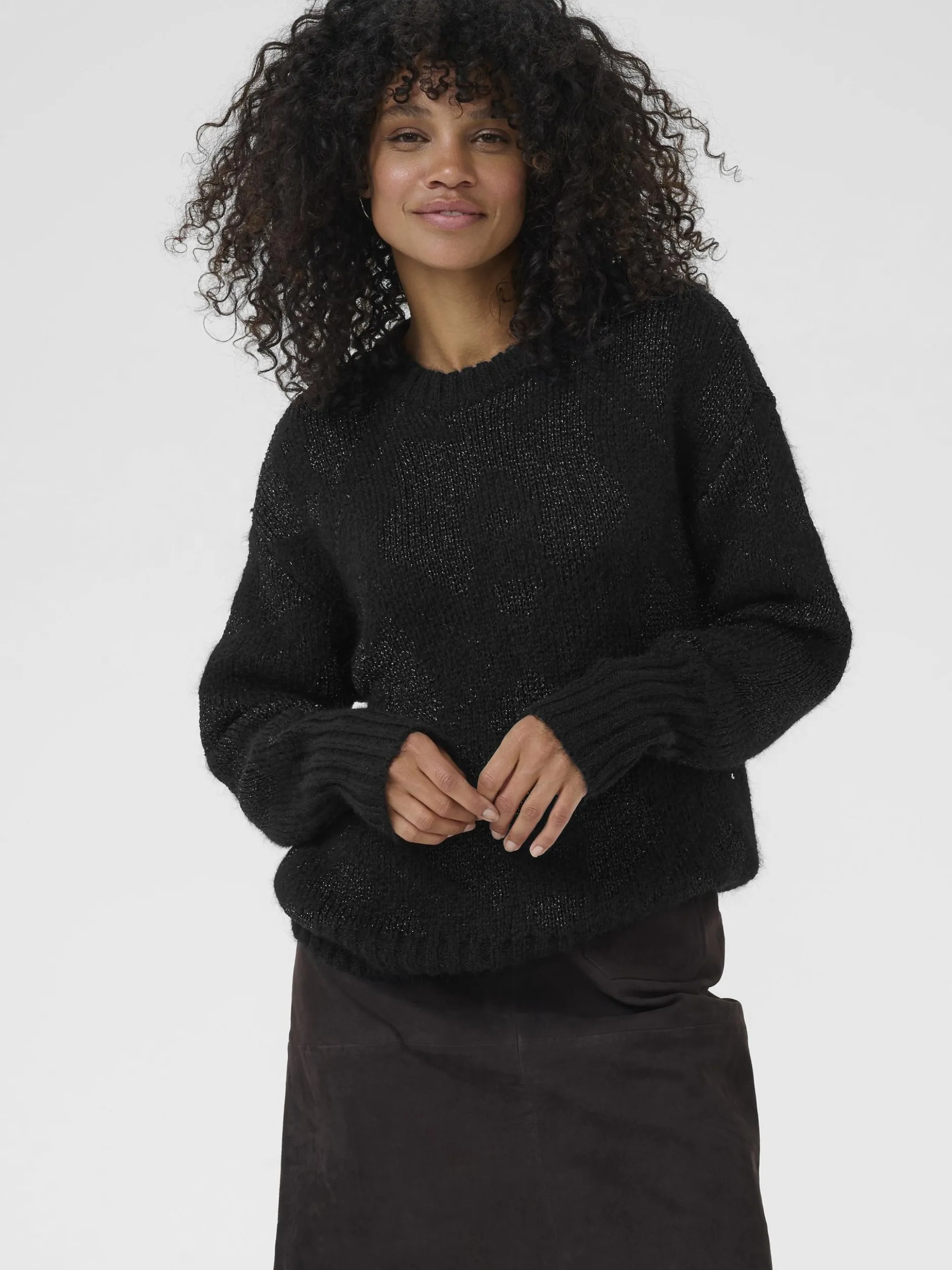 Kaffe Damen Strickpullover KAsandra in schwarz