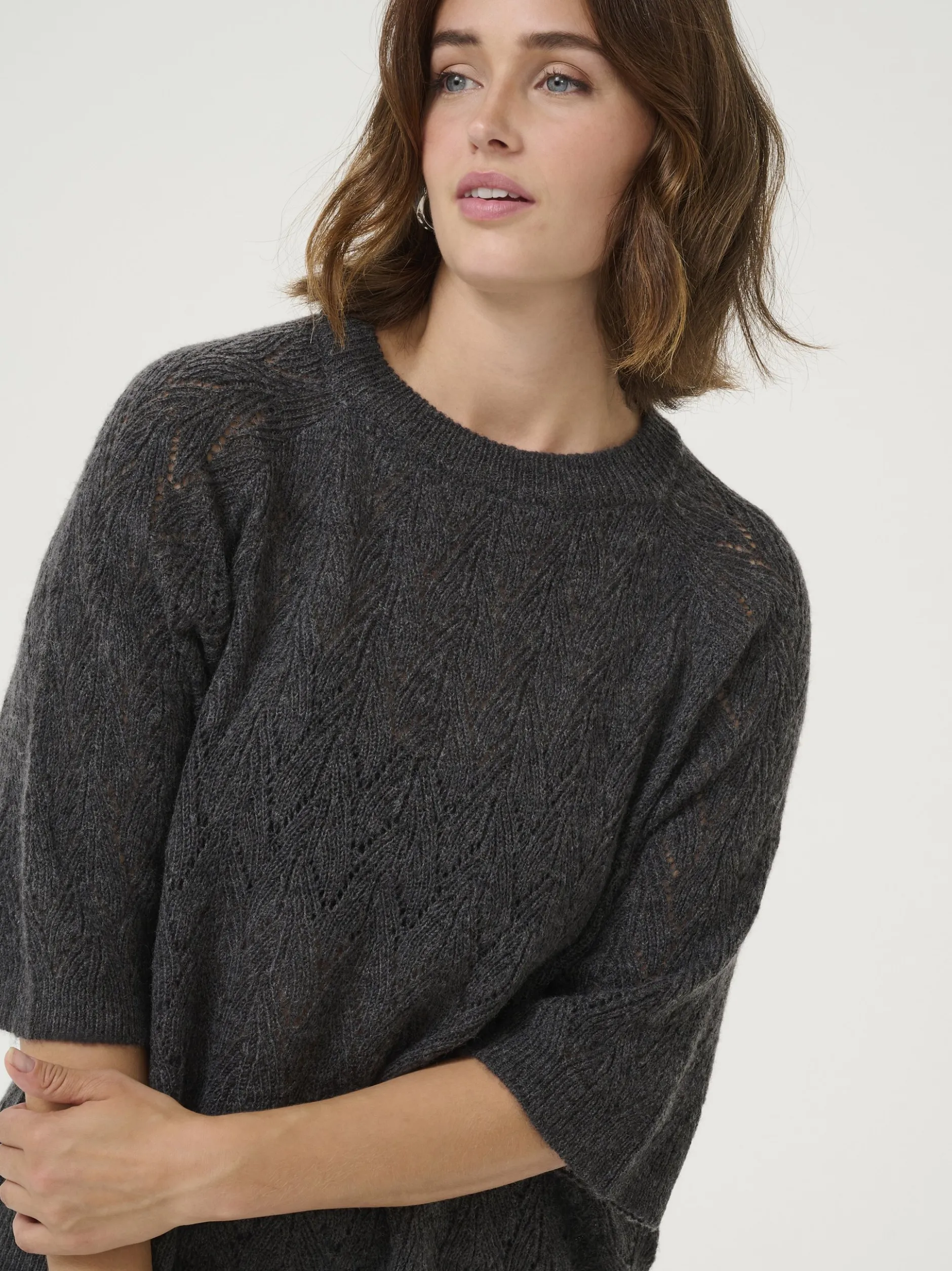 Kaffe Damen Strickpullover KAtiana in anthrazit