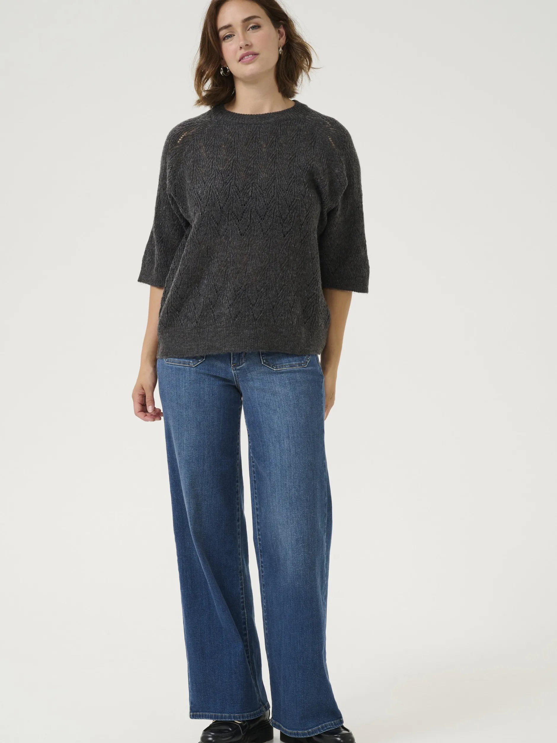 Kaffe Damen Strickpullover KAtiana in anthrazit