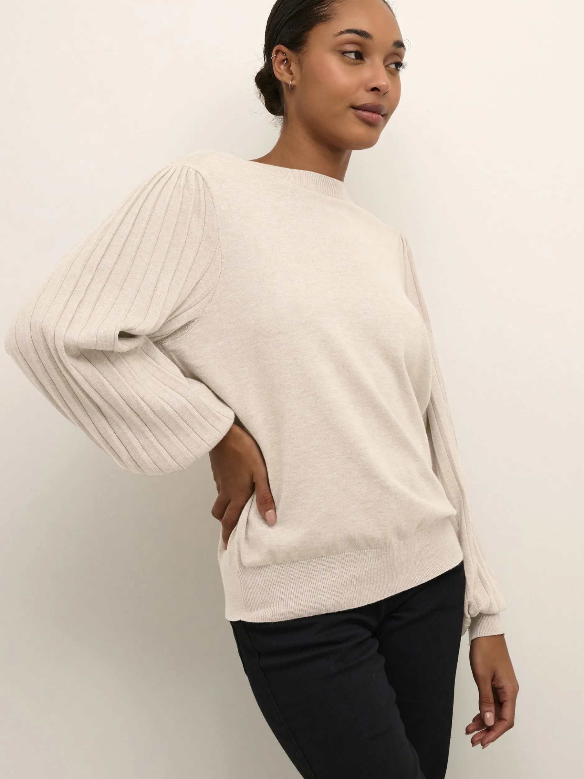 Kaffe Damen Strickpullover KAlone in sand