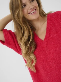 Kaffe Damen Strickpullover KAemilie in himbeer
