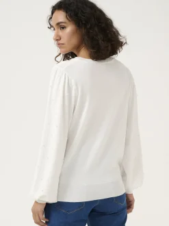 Kaffe Damen Strickpullover KAkaren in weiß