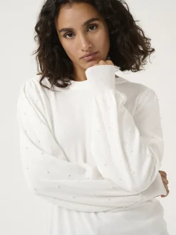 Kaffe Damen Strickpullover KAkaren in weiß