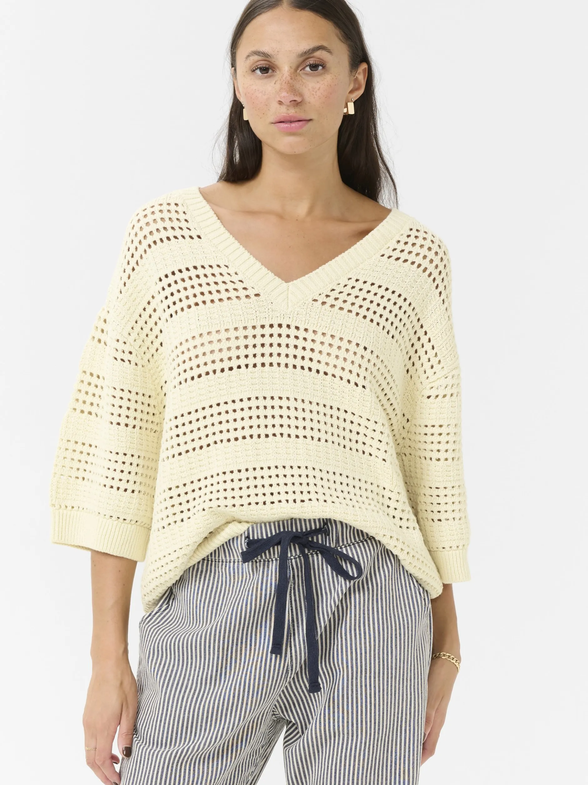 Kaffe Damen Strickpullover KAteresa in vanille