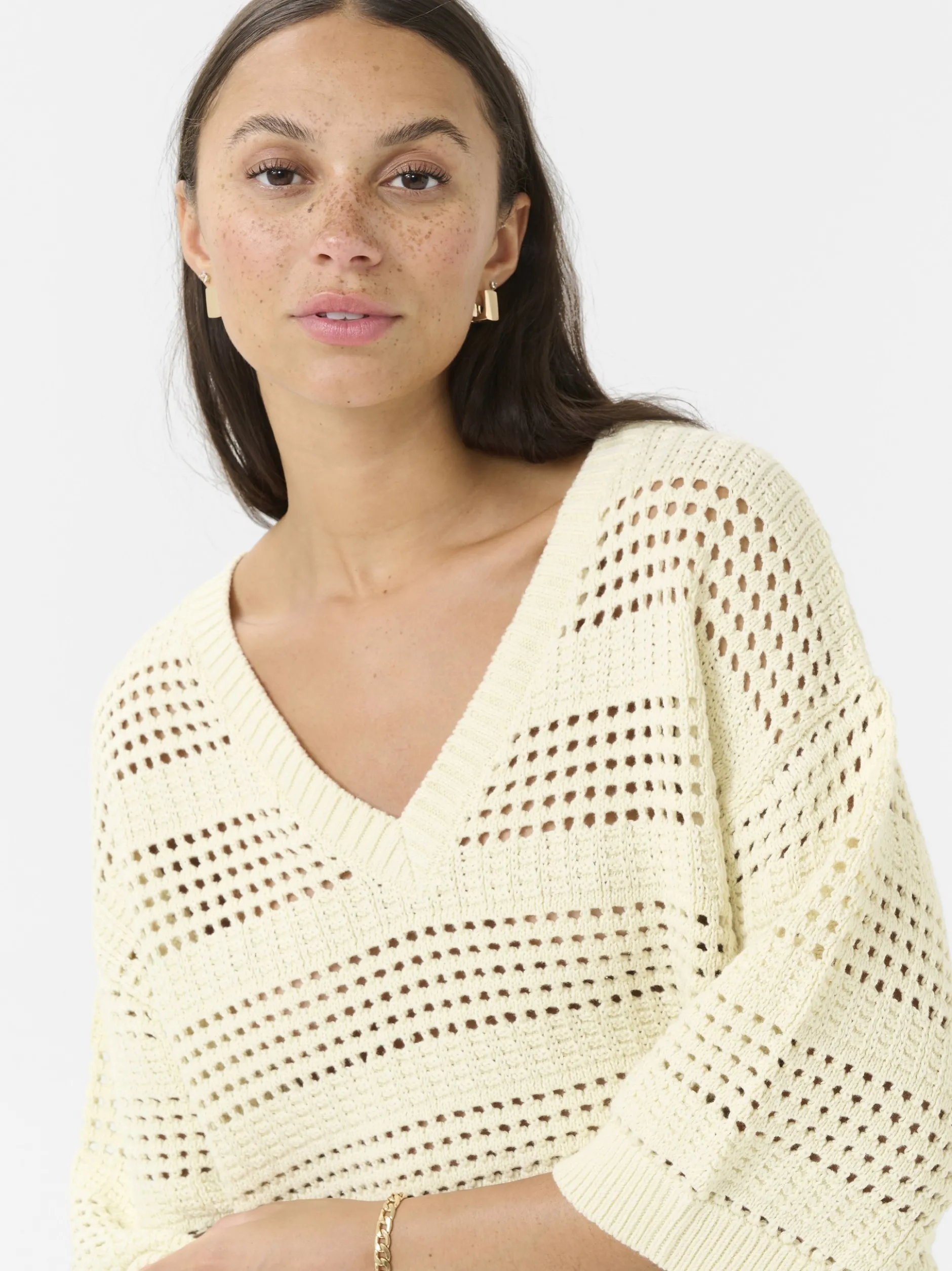 Kaffe Damen Strickpullover KAteresa in vanille