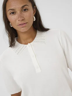 Kaffe Damen Strickpullover KAcarly in weiß