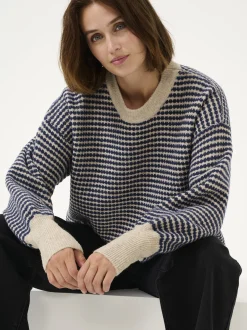 Kaffe Damen Strickpullover KAellery in beige marine