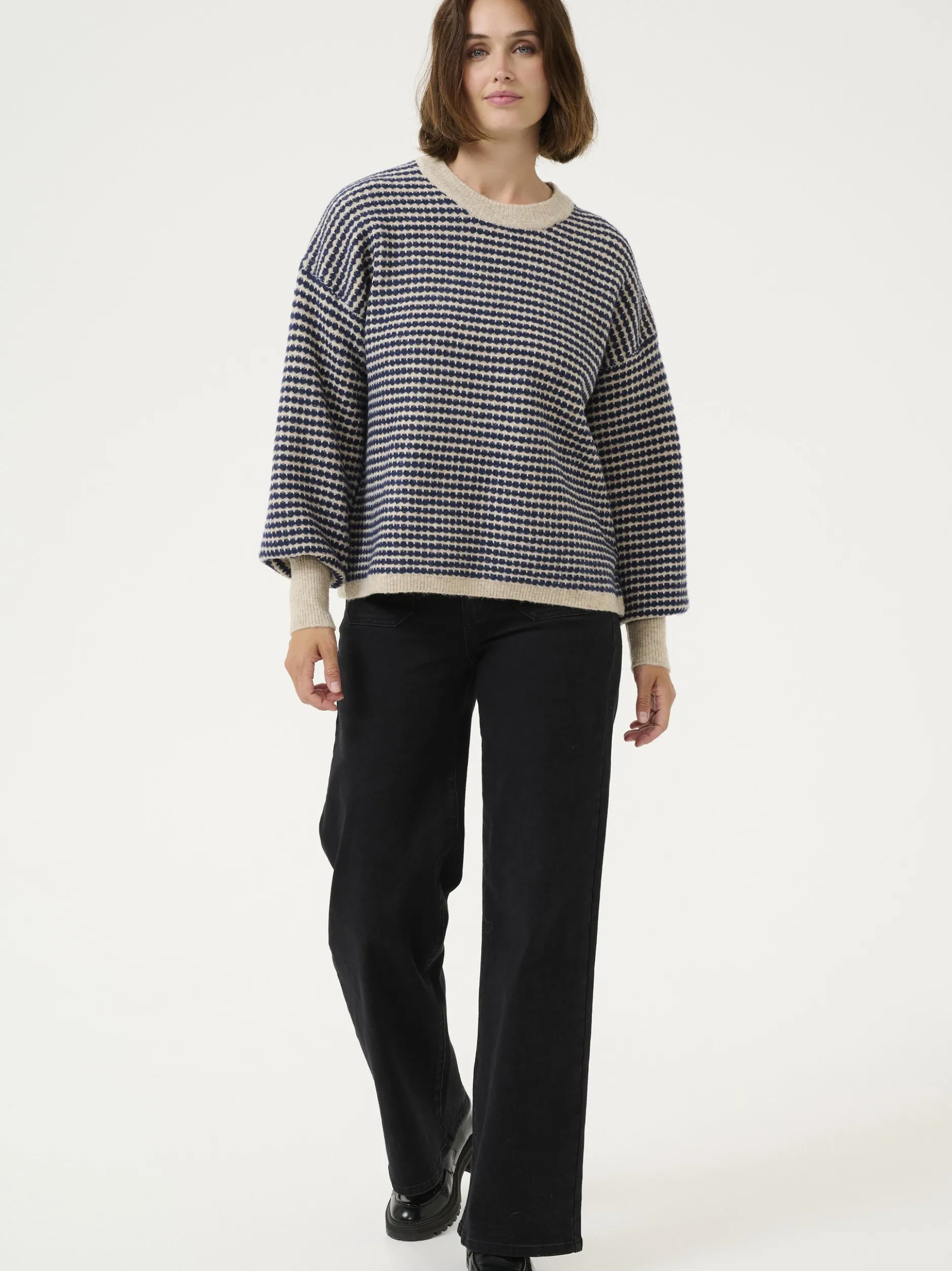 Kaffe Damen Strickpullover KAellery in beige marine