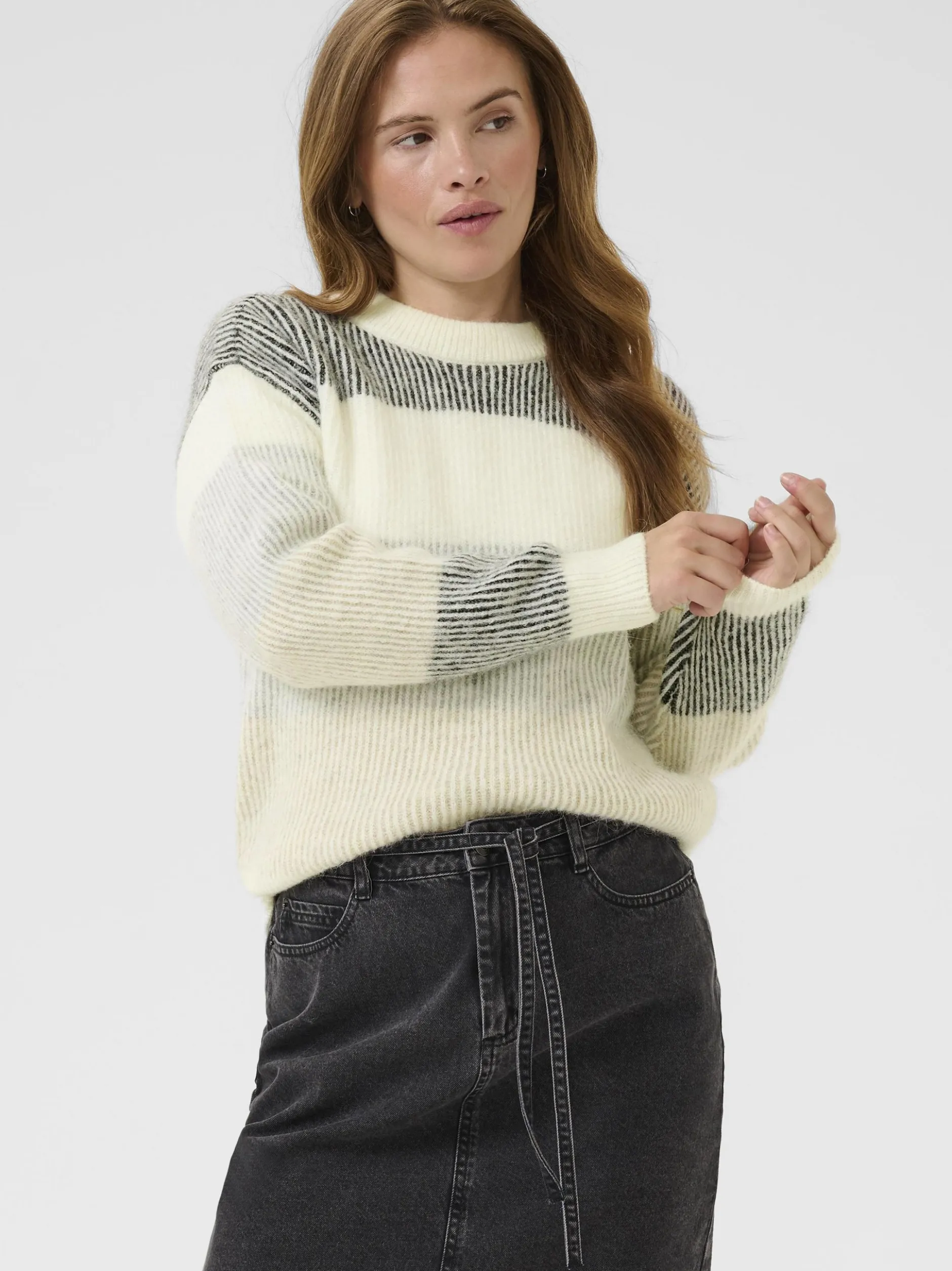 Kaffe Damen Strickpullover KAneve in weiß